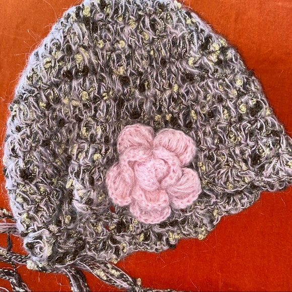 🍁 1970s Soft Beanie Fuzzy Scarf w Fringe Boho Set Perfect gift for vintage love - Picture 2 of 5